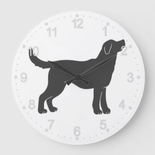 Silhouette Hund stehend - Farbe auswählen Große Wanduhr