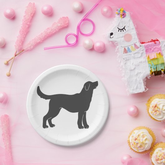 Silhouette Hund stehend - Farbe auswählen Pappteller (Party)