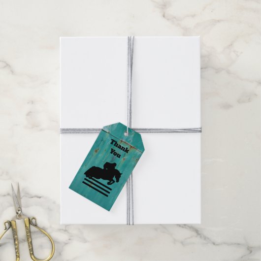 Silhouette Hunter Jumper auf Pferdeausstellung Vie Geschenkanhänger (Mit Garn)