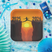 Silhouette im Jahr 2026 Abschied von einer Klippe Pappteller (Party)