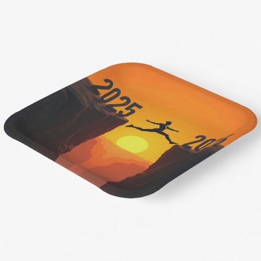 Silhouette im Jahr 2026 Abschied von einer Klippe Pappteller (Gewinkelt)