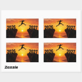 Silhouette im Jahr 2026 Abschied von einer Klippe Rechteckiger Aufkleber (Blatt)