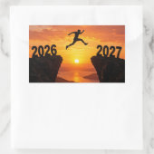 Silhouette im Jahr 2026 Abschied von einer Klippe Rechteckiger Aufkleber (Tasche)
