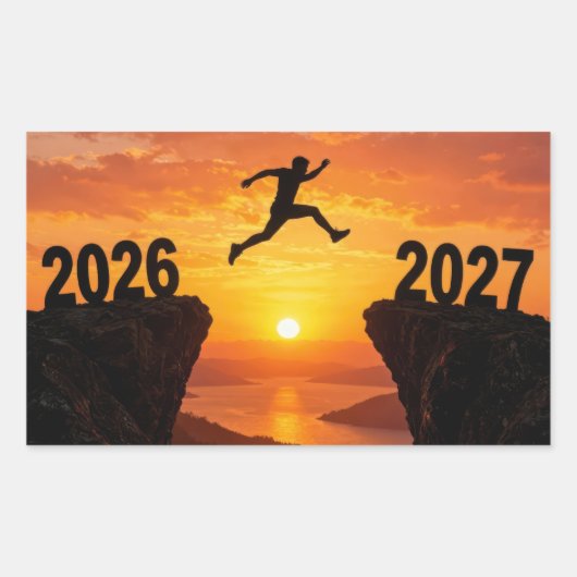 Silhouette im Jahr 2026 Abschied von einer Klippe Rechteckiger Aufkleber (Vorderseite)