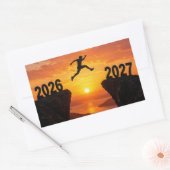Silhouette im Jahr 2026 Abschied von einer Klippe Rechteckiger Aufkleber (Umschlag)