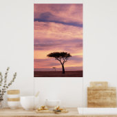 Silhouette image of acacia tree at sunrise poster (Küche)
