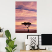 Silhouette image of acacia tree at sunrise poster (Heimbüro)