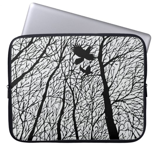 Silhouette in den Winterbäumen Laptopschutzhülle (Vorderseite)