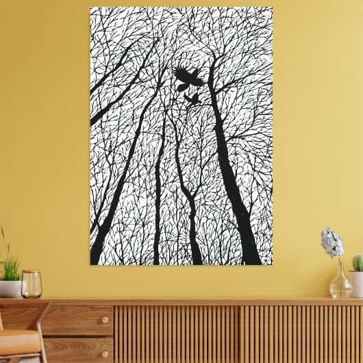 Silhouette in den Winterbäumen Leinwanddruck (Insitu (Wohnzimmer))