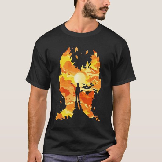 Silhouette in Flammen des T - Shirt der Imaginatio (Vorderseite)