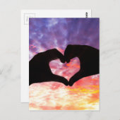Silhouette in Herzform und schöner Himmel Postkarte (Vorne/Hinten)
