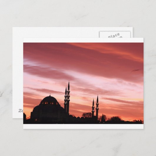 Silhouette Istanbul-Moschee Postkarte (Vorne/Hinten)