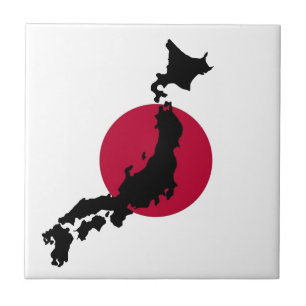 Silhouette Japans über der Nationalflagge der aufg Fliese