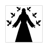Silhouette Jesus mit Tauben Gummistempel (Prägung)
