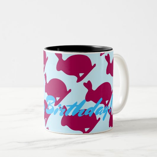 Silhouette Kaninchen Chinesisches Jahr Zodiac Gebu Zweifarbige Tasse (VorderseiteRechts)
