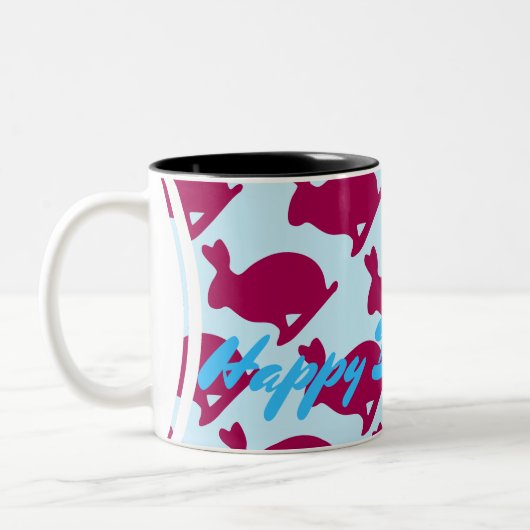 Silhouette Kaninchen Chinesisches Jahr Zodiac Gebu Zweifarbige Tasse (Links)