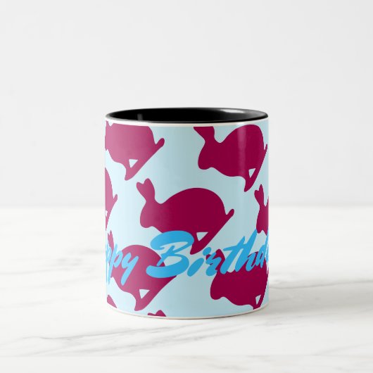 Silhouette Kaninchen Chinesisches Jahr Zodiac Gebu Zweifarbige Tasse (Mittel)