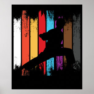 Silhouette Karate Belt Colors Poster