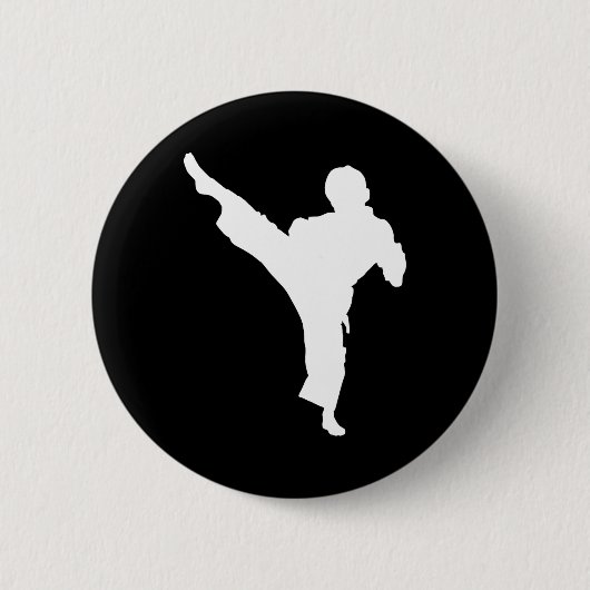 Silhouette Karate Fighter Shotokan Kampfkunst Ta Button (Vorderseite)