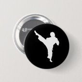 Silhouette Karate Fighter Shotokan Kampfkunst Ta Button (Vorne & Hinten)