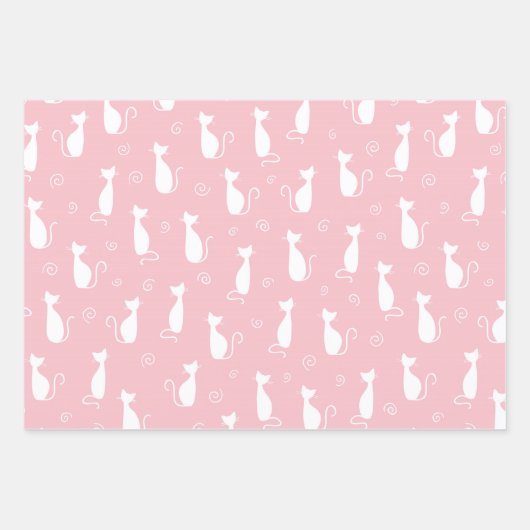 Silhouette Katzen Pastellfarben Jeder Anlass Geschenkpapier Set (Vorderseite 2)