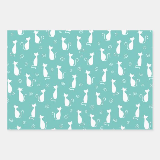 Silhouette Katzen Pastellfarben Jeder Anlass Geschenkpapier Set (Vorderseite 3)