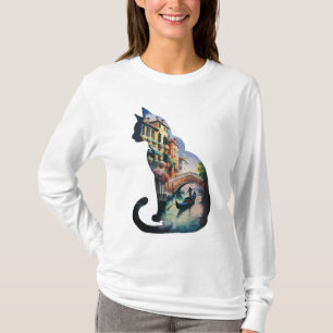 Silhouette Katzenmalerei in Italien T-Shirt