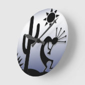 Silhouette Kokopelli Runde Wanduhr (Winkel)