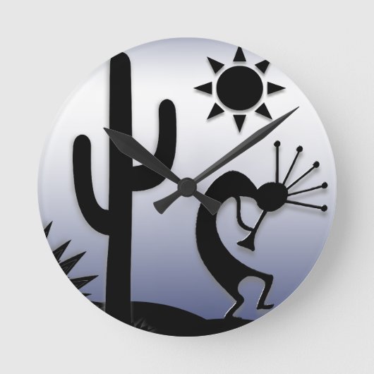 Silhouette Kokopelli Runde Wanduhr (Vorderseite)