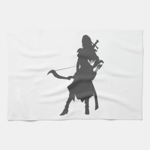 Silhouette Kriegerin - Hintergrundfarbe auswählen Geschirrtuch