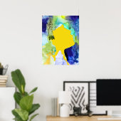 Silhouette Kunst abstrakte Aquarell Poster (Heimbüro)