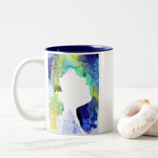Silhouette Kunst abstrakte Aquarell Zweifarbige Tasse