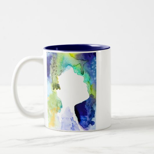 Silhouette Kunst abstrakte Aquarell Zweifarbige Tasse (Links)