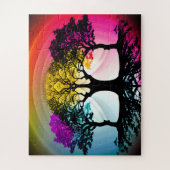 Silhouette Kunst - mehrfarbiger Wald für Kinder Puzzle (Vertikal)