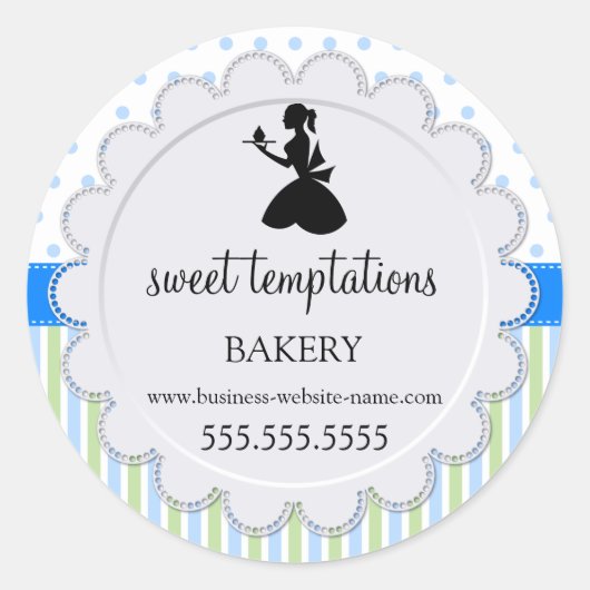 Silhouette Lady and Cupcake Bakery Packaging Runder Aufkleber (Vorderseite)