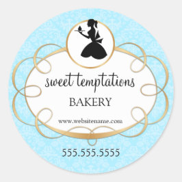 Silhouette Lady and Cupcake Bakery Packaging Runder Aufkleber