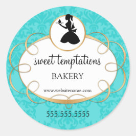 Silhouette Lady and Cupcake Bakery Packery Class Runder Aufkleber