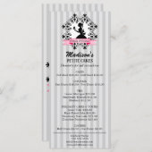 Silhouette Lady Cupcake Pink und Silver Menükarte (Vorne/Hinten)