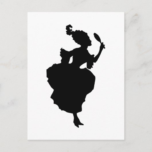 Silhouette Lady mit Spiegelpostkarte Postkarte (Vorderseite)