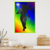 Silhouette Lady Rainbow Runner Poster (Küche)