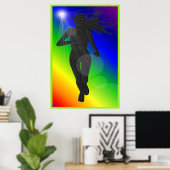 Silhouette Lady Rainbow Runner Poster (Heimbüro)