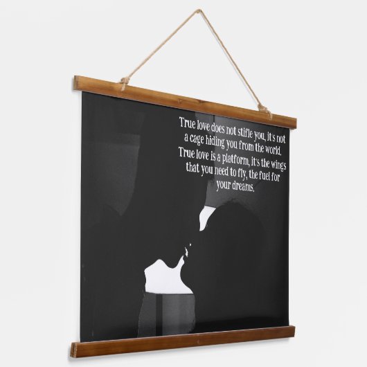 Silhouette Leidenschaft in der Liebe Zitat Wandteppich Mit Holzrahmen (Gewinkelt)