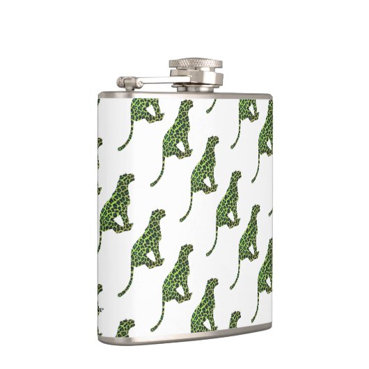 Silhouette Leopard Black und Green Flachmann (Rechts)