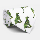 Silhouette Leopard Black und Green Krawatte (Gerollt)