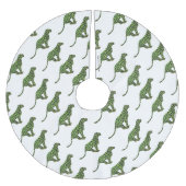 Silhouette Leopard Black und Green Polyester Weihnachtsbaumdecke (Vorderseite)
