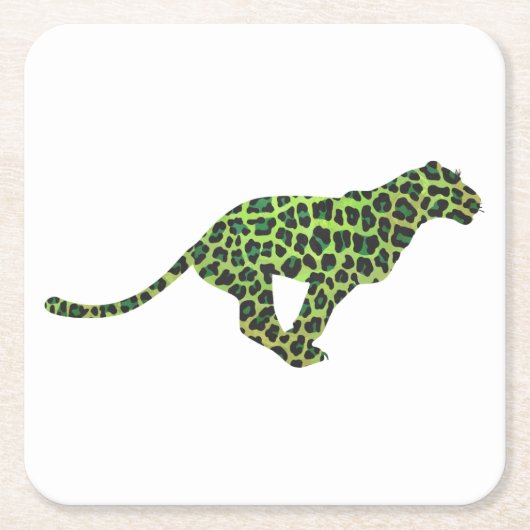 Silhouette Leopard Black und Green Rechteckiger Pappuntersetzer (Vorderseite)