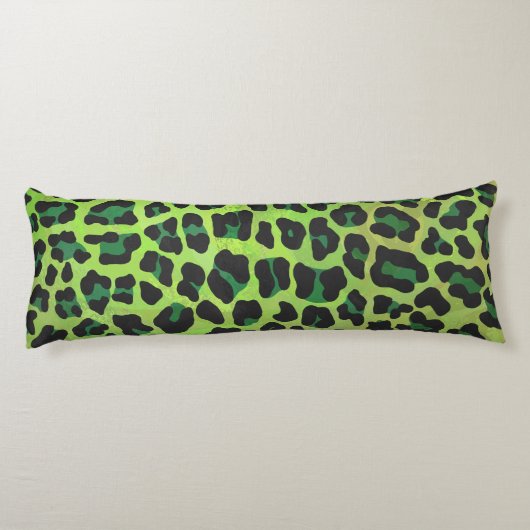 Silhouette Leopard Black und Green Seitenschläferkissen (Rückseite)