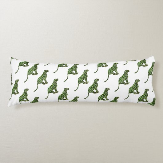 Silhouette Leopard Black und Green Seitenschläferkissen (Vorderseite)