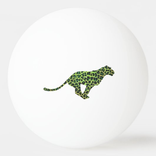 Silhouette Leopard Black und Green Tischtennisball (Vorderseite)