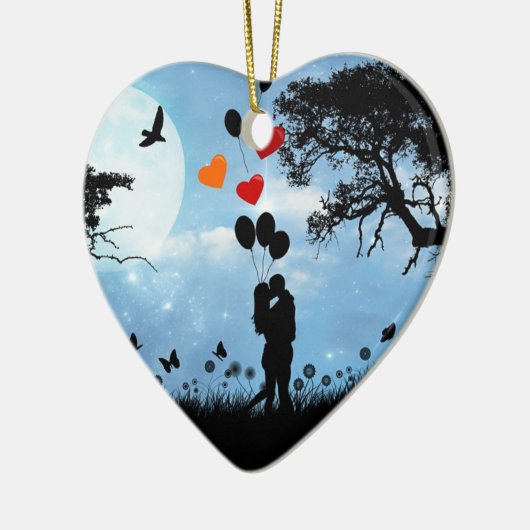 Silhouette-Liebe Keramik Ornament (Links)